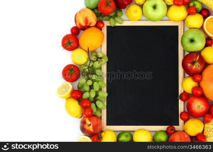 desk in big fruit pile