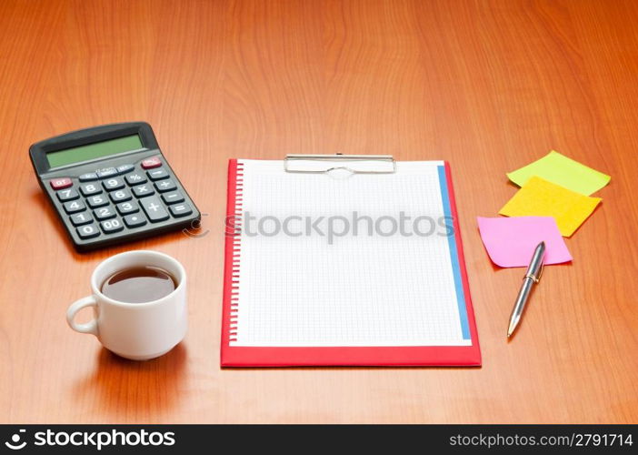 Desk top with many items