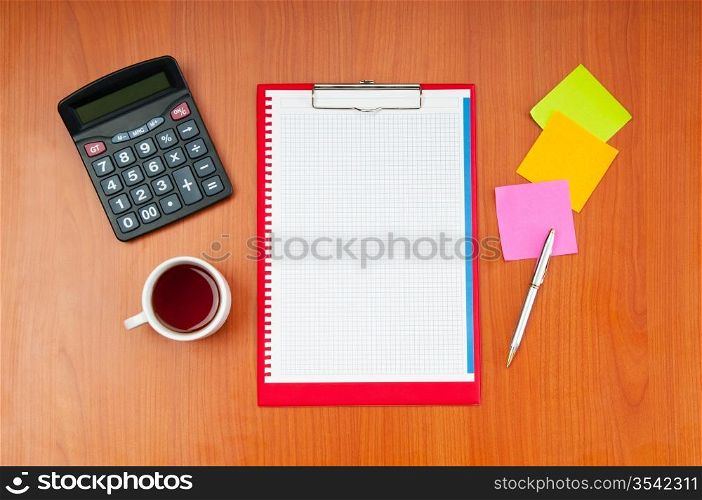 Desk top with many items