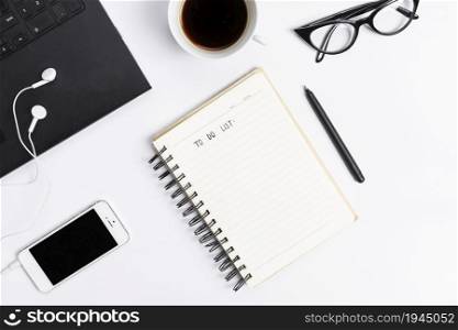 desk workspace with various elements. High resolution photo. desk workspace with various elements. High quality photo