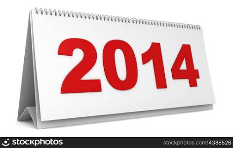 desktop calendar with 2014 year isolated on white background