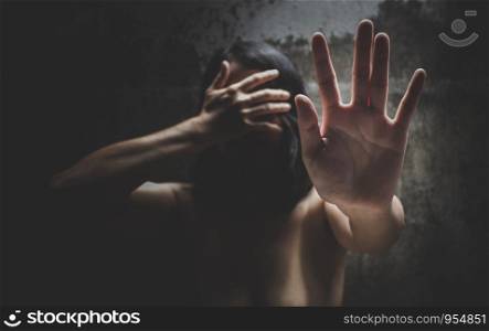 Despair rape victim waiting for help