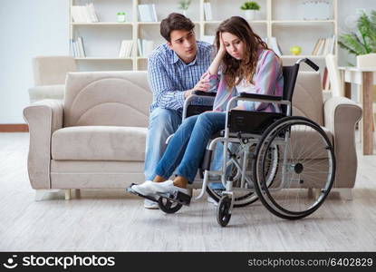 Desperate disabled person on wheelchair