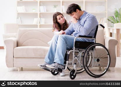 Desperate disabled person on wheelchair