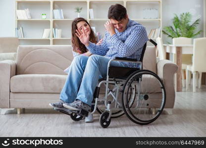 Desperate disabled person on wheelchair