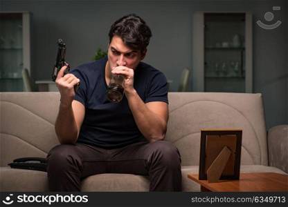 Desperate man thinking of suicide