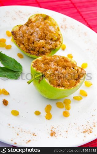 Dessert - apples stuffed with raisins