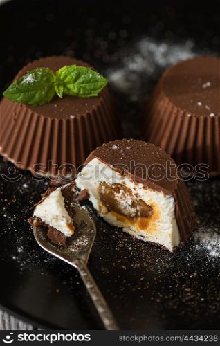 dessert from cream and chocolate. Homemade dessert from cream and chocolate