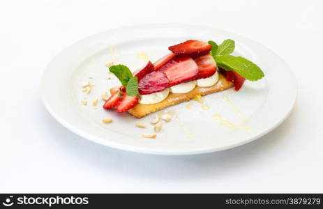 dessert on a white plate. restaurant food