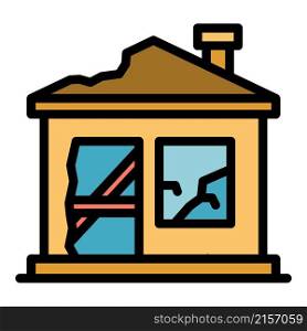 Destroyed home icon. Outline destroyed home vector icon color flat isolated. Destroyed home icon color outline vector