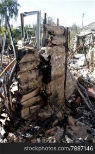 Destroyed house in the village Krasny Liman Donetsk region, Ukraine