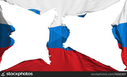 Destroyed Slovenia flag, white background, 3d rendering. Destroyed Slovenia flag