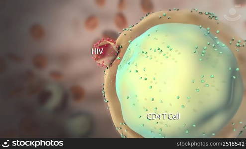 Destructive effect of virus on cells 3D illustration. Destructive effect of virus on cells