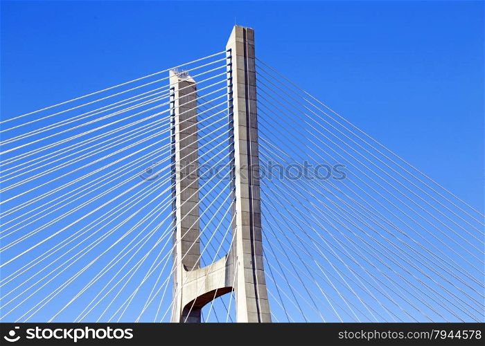 Detail from the Vasco da Gama Bridge in Lisbon Portugal