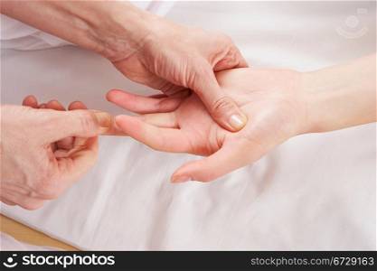 Detail hand reflexology massage