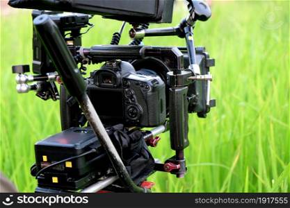 Detail image of professional camera on filming location