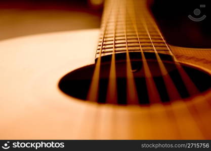 Detail of a beautiful acoustic guitar