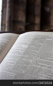 Detail of a Bible in an English church