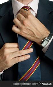 detail of a Business man Suit with colored tie