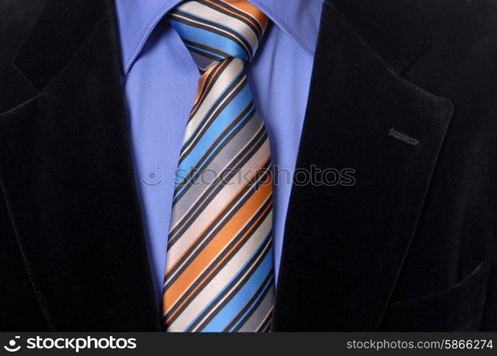 detail of a Business man Suit with colored tie