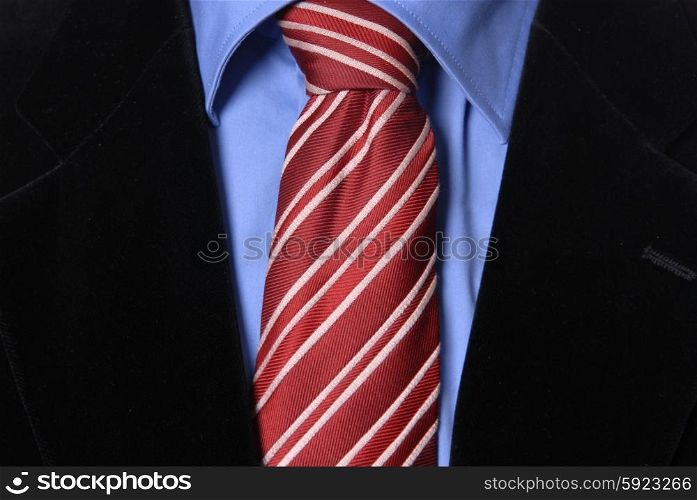 detail of a Business man Suit with red tie