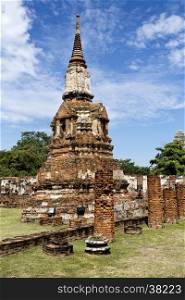 Detail of a chedi or stupa, at Wat Mahathat, Temple of the Great Relic, a Buddhist temple in Ayutthaya, central Thailand
