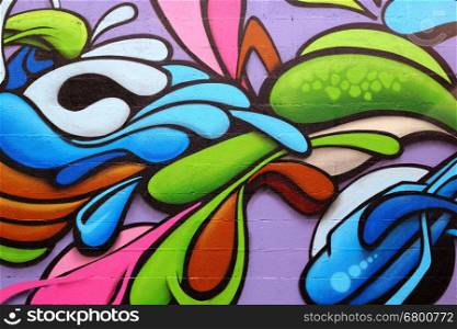 Detail of a colorful graffiti art on a wall, abstract background