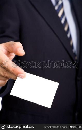 detail of a hand of business man offering businesscard
