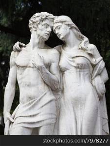 Detail of a more than 100 years old tomb dedicated to a married couple