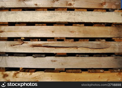detail of a stack of wooden pallets
