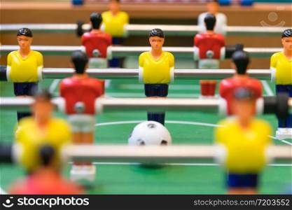 Detail of a table soccer game