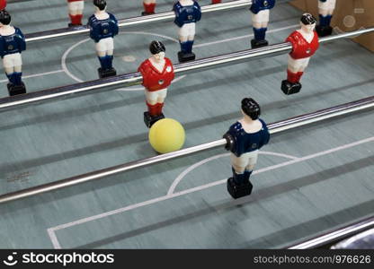 Detail of a table soccer game