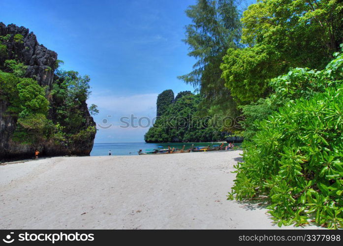 Detail of a Thailand Island with water and vegetation