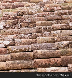 detail of an ancient Italian roof. Ideal for background