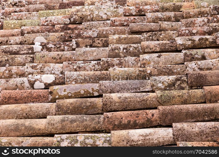 detail of an ancient Italian roof. Ideal for background