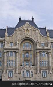 detail of an old city palace called Gresham in Budapest