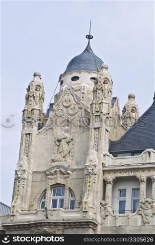 detail of an old city palace called Gresham in Budapest