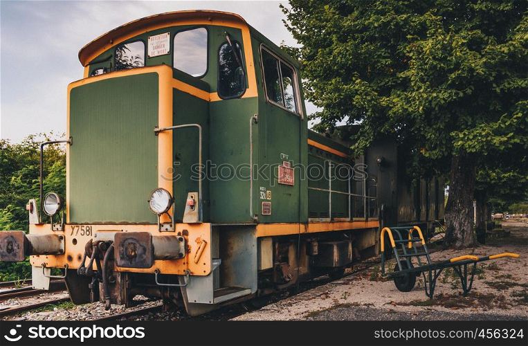 detail of an old train wagon in france