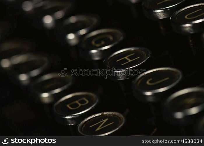 Detail of antique typewriter keys