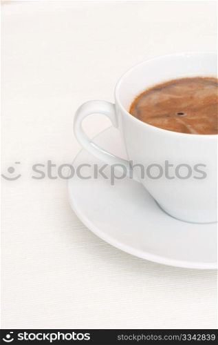 Detail of Black Espresso Coffee in White Cup