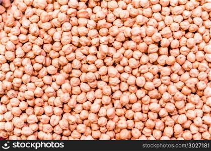 Detail of chick pea beans. Detail of raw chickpea beans, textured food background