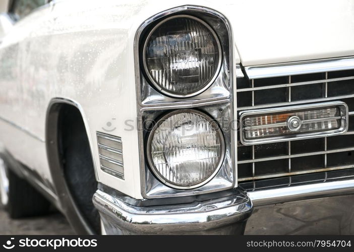 Detail of classic retro vintage car closeup