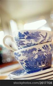 Detail of decorative teacups
