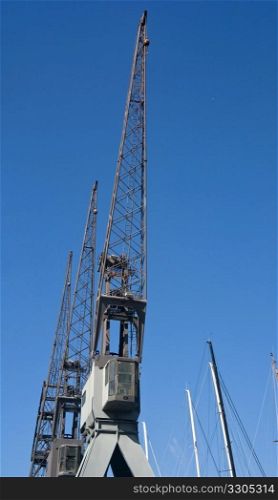 detail of dock crane in Genoa Port, Italy