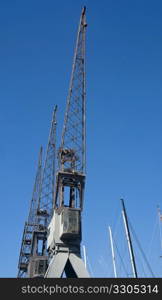 detail of dock crane in Genoa Port, Italy