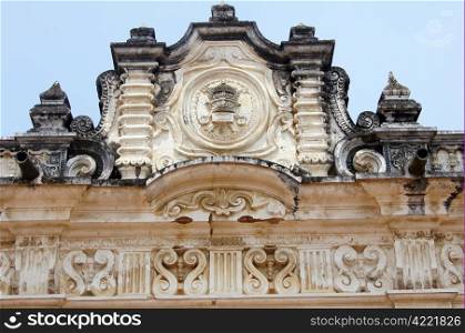 Detail of facade of church in Antigua Guatemala