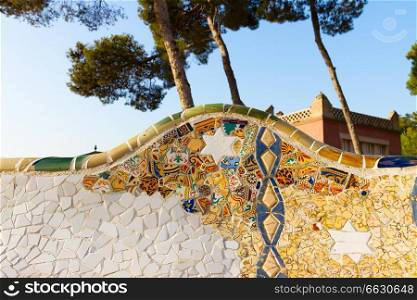 detail of famous bench of park Guell, Barcelona, Spain. park Guell, Barcelona