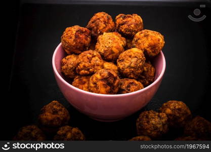 Detail of fresh fried meatballs