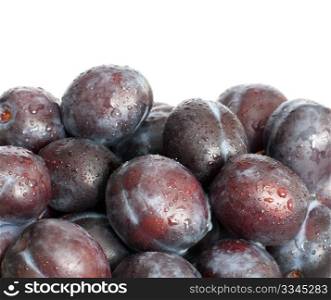Detail of Fresh Plums Isolated on White Background