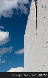 Detail of Futuristic Megastructure: White Building Facade at Exposition in Milan - Italy